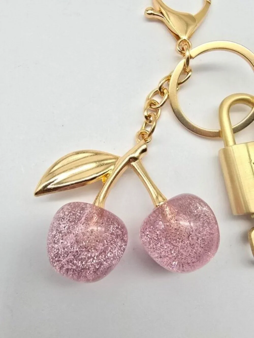 Authentic LV Louis Vuitton Gold Lock & Key 🔑 Unbranded Cherry Keychain Charm